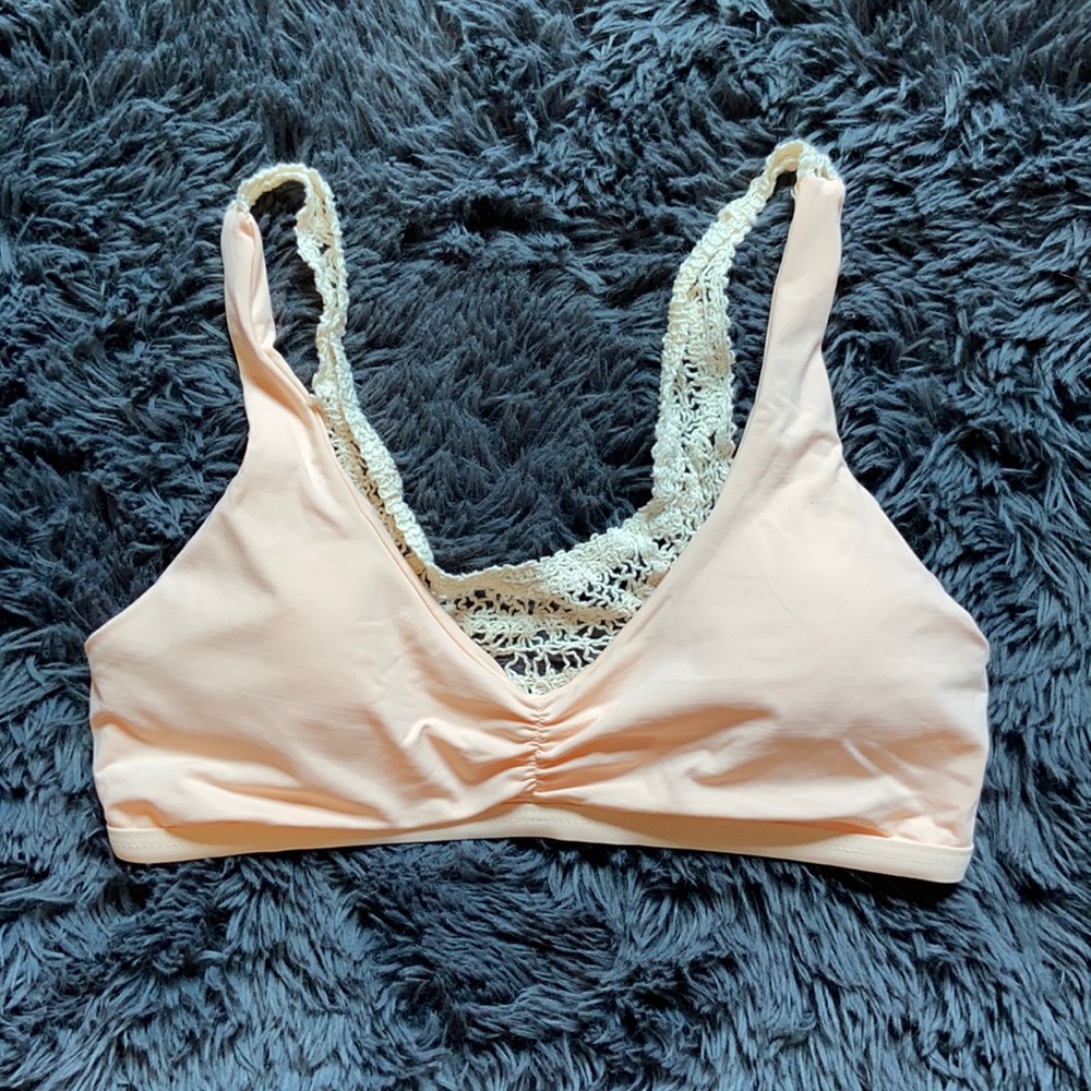 L*SPACE PEACH CROCHET SWIM TOP